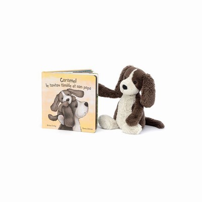 Jellycat Caramel Le Toutou Timide Et Son Papa & Bashful Fudge Puppy Medium New Zealand | VBNTZ9543